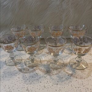 Gold and Silver Floral Wine Glass Set